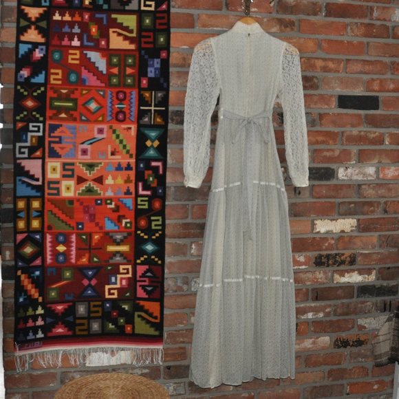 Vtg 70s Calico Floral Candi Jones Tiered Maxi Prairie Boho Cottagecore DRESS 2 - Picture 8 of 14